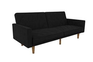 mid century modern luxury sofa bed sleeper with stylish linen upholstery (black)