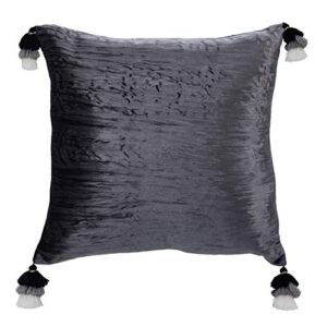 Safavieh Gwena 16-inch Dark Grey Corner Tassel Velvet Decorative Throw Pillow, 17"x17"