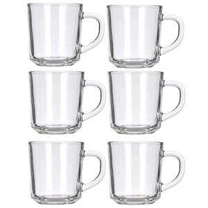 clear café glass coffee mugs - 8 oz heat resistant cups for tea, coffee, espresso, juice, mulled wine and more - set of 6
