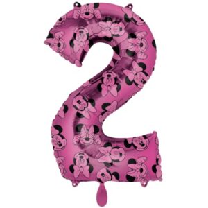 mayflower 33" anagram number 2 pink minnie mouse foil balloon, multicolor