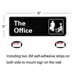 Bebarley The Office Sign, Premium Durable and Bright Acrylic Design 9"x3" Sign with Double Sided 3M Tape for Your Home Office or Business