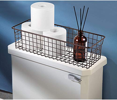 Farmhouse Decor Metal Wire Storage Organizer Bin Basket(2 Pack) - Rustic Toilet Paper Holder - Home Storage Organizer for Bathroom, kitchen cabinets,Pantry, Laundry Room, Closets, Garage (Bronze)