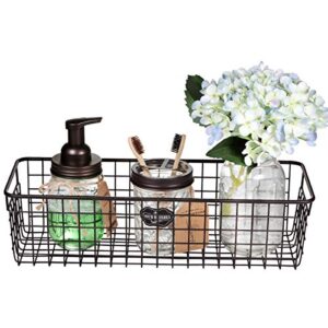 Farmhouse Decor Metal Wire Storage Organizer Bin Basket(2 Pack) - Rustic Toilet Paper Holder - Home Storage Organizer for Bathroom, kitchen cabinets,Pantry, Laundry Room, Closets, Garage (Bronze)