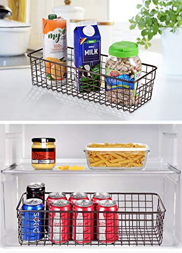 Farmhouse Decor Metal Wire Storage Organizer Bin Basket(2 Pack) - Rustic Toilet Paper Holder - Home Storage Organizer for Bathroom, kitchen cabinets,Pantry, Laundry Room, Closets, Garage (Bronze)