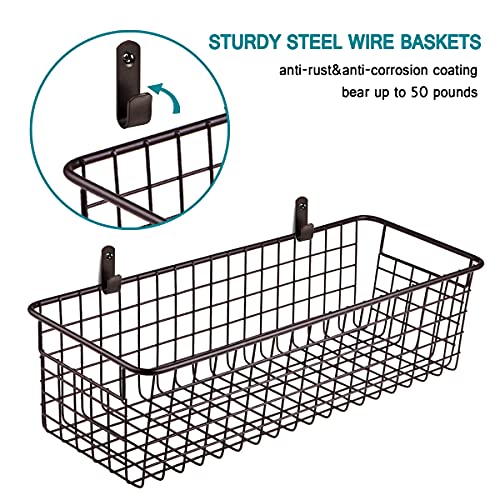 Farmhouse Decor Metal Wire Storage Organizer Bin Basket(2 Pack) - Rustic Toilet Paper Holder - Home Storage Organizer for Bathroom, kitchen cabinets,Pantry, Laundry Room, Closets, Garage (Bronze)