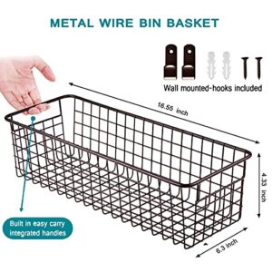 Farmhouse Decor Metal Wire Storage Organizer Bin Basket(2 Pack) - Rustic Toilet Paper Holder - Home Storage Organizer for Bathroom, kitchen cabinets,Pantry, Laundry Room, Closets, Garage (Bronze)