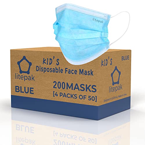 200pcs Kids Disposable Face Masks - 3 Ply Kids Mask for Boys Girls - Back to School Supplies (Blue)