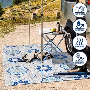 JONATHAN Y AMC101A-8 Mediterranean Medallion Indoor Outdoor Area-Rug Bohemian Floral Easy-Cleaning High Traffic Bedroom Kitchen Backyard Patio Porch Non Shedding, 8 X 10, Blue/Gray