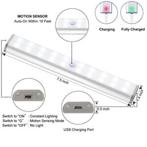 LEPOTEC 20 LED Under Cabinet Kitchen Lighting Battery Powered Lights, Wireless Under Counter Light, Closet Lights, Night Light Hallway Light Stairs Lights,LED Motion Sensor Light (2 Pack)