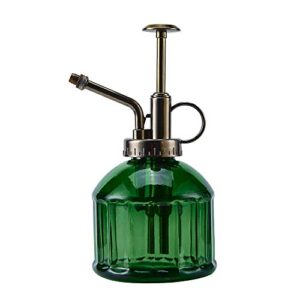 ebristar glass plant mister spray bottle, 6.5" tall vintage plant spritzer watering can, succulent watering bottle with top pump, small plant sprayer mister for indoor outdoor house plant - dark green