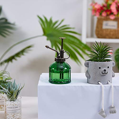 Ebristar Glass Plant Mister Spray Bottle, 6.5" Tall Vintage Plant Spritzer Watering Can, Succulent Watering Bottle with Top Pump, Small Plant Sprayer Mister for Indoor Outdoor House Plant - Dark Green