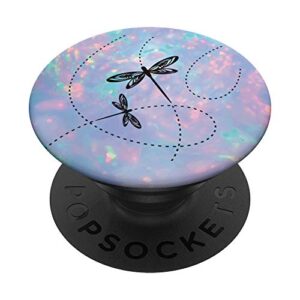 cool dragonflies black with trails on pastel background popsockets popgrip: swappable grip for phones & tablets