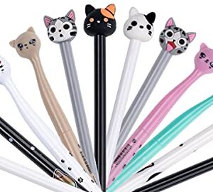 RECHENG cute cat gel pens,fun kawaii pens set,Animal black ink pens for kids office school supplies,12-Styles