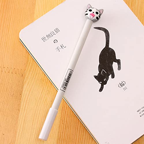 RECHENG cute cat gel pens,fun kawaii pens set,Animal black ink pens for kids office school supplies,12-Styles