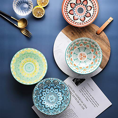 Farielyn-X 6 Pack 24 Ounce Premium Porcelain Bowls Set - Great Cereal Bowls, Salad, Rice, Pasta or Soup Bowls - Large Capacity - Microwavable Ceramic Bowls - Heat and Cold Resistant Porcelain