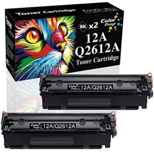 2-Pack ColorPrint Compatible Toner Cartridge Replacement for HP Q2612A 12A 2612A Q2612 Work with Laser Jet 1010 1012 1018 1020 1022 1022N 3015 M1005 M1319F D420 D450 D480 MF 4150 4350D 4370DN Printer