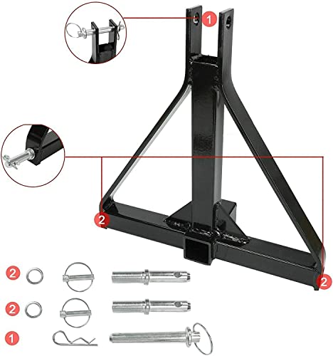 2" Receiver 3 Point Trailer Hitch Category 1 Tractor Tow Drawbar Adapter Compatible with BX Kubota John Deere LM25H WLM Tractor NorTrac Kioti Yanmar