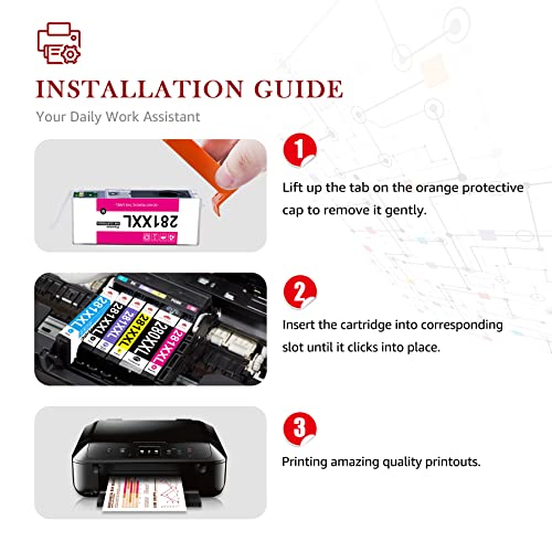 PGI-280XXL/CLI-281XXL Compatible Ink Cartridges for Canon Ink 280 and 281 Cartridge for Canon Pixma TS9120 TS8120 TS8220 TS8320 TS9100 TS8100 (PGBK, Black, Photo Blue, Cyan, Magenta, Yellow) 6 Pack