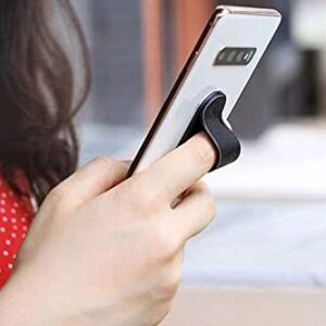 AOLEY Finger Holder for Phones, Cell Phone Grip | Phone Handle | Finger Strap with Stand for iPhone Android Smartphone Small Tablet (PU-Black)