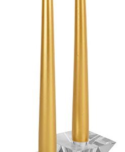 Hyoola Tall Taper Candles - Metallic Gold Dripless Dinner Candle Sticks - Paraffin Wax with Cotton Wicks - 10 Inch (25cm) - 8 Hour Burn Time (24 Pack)