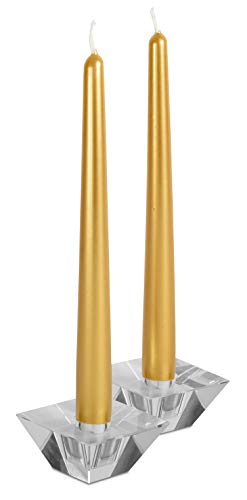 Hyoola Tall Taper Candles - Metallic Gold Dripless Dinner Candle Sticks - Paraffin Wax with Cotton Wicks - 10 Inch (25cm) - 8 Hour Burn Time (24 Pack)