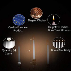 Hyoola Tall Taper Candles - Metallic Gold Dripless Dinner Candle Sticks - Paraffin Wax with Cotton Wicks - 10 Inch (25cm) - 8 Hour Burn Time (24 Pack)