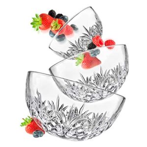 godinger glass nesting bowls set, dish bowl set - dublin collection, set of 3