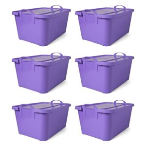 life story purple stackable closet organization storage box, 55 quart (6 pack)