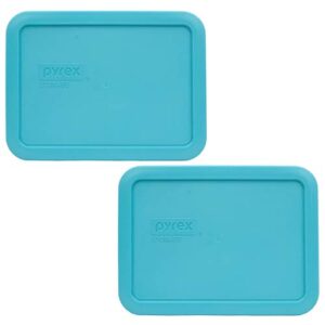 pyrex 7210-pc surf blue plastic rectangle replacement storage lid, made in usa - 2 pack