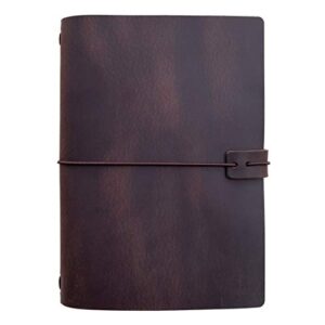 refillable leather travelers notebook -a5 travel journal with lined insert, 8.5 x 5.5 inches, dark brown