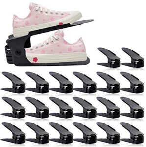 wishave shoe slots organizer 20 pack for closet, adjustable shoe stacker space saver,double deck shoe rack organizer holder (black)