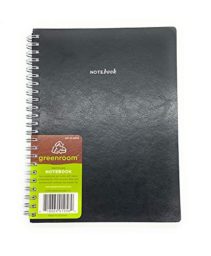 GreenRoom Spiral Journal - Flexible Leather Cover Size 6'' X 8'' (Black) 80 sheets, 160 pages