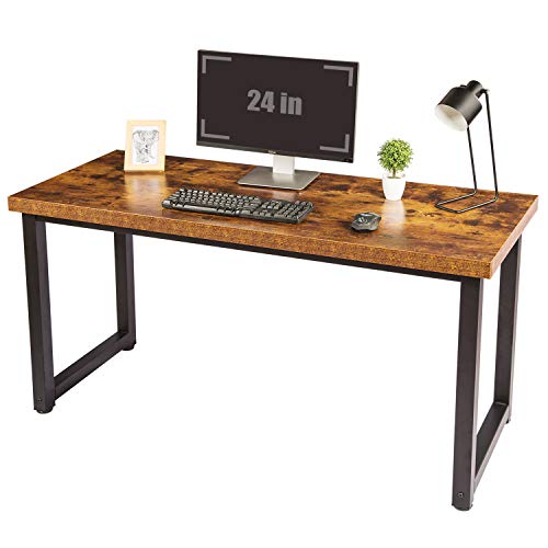 TOPSKY 59" Big Large Computer Office Desk 1.88" Thickness Desktop (Rustic Brown)