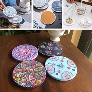 12 Pcs Ceramic Tiles for Crafts Coasters, Absorbent Stone Coaster Blanks for Crafts, 4inch Ceramic White Tiles Unglazed with Cork Backing Pads, Decorate Your Own Coaster DIY Project