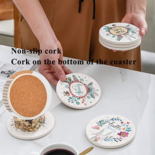 12 Pcs Ceramic Tiles for Crafts Coasters, Absorbent Stone Coaster Blanks for Crafts, 4inch Ceramic White Tiles Unglazed with Cork Backing Pads, Decorate Your Own Coaster DIY Project
