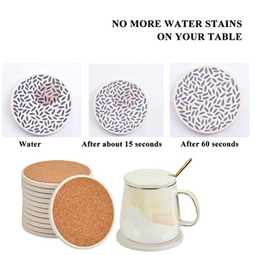 12 Pcs Ceramic Tiles for Crafts Coasters, Absorbent Stone Coaster Blanks for Crafts, 4inch Ceramic White Tiles Unglazed with Cork Backing Pads, Decorate Your Own Coaster DIY Project