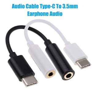 hudiemm0B Type-C to 3.5mm Earphone Adapter, Type-C to 3.5mm Earphone Jack Charger Audio Adapter Cable Cord for Xiaomi 8SE 6X Black