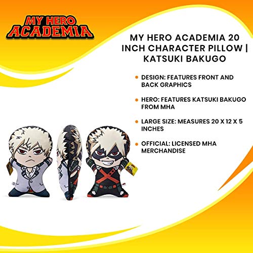 Official My Hero Academia Character Pillow - 20-Inch Katsuki Bakugo Doll Body Replica - Gift for Friends, Family, and Fans - Bed, Couch, Room Decoration - Soft Throw Cushion - Licensed Merchandise