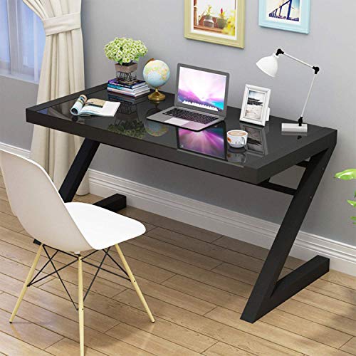 Jerry & Maggie - Z Shape Computer Desk Modern Fashion Strength Tempered Glass Office Laptop Desk USB Accessory Attribute Multi Functional Study Writing Dinning Table Personal Workstation Home