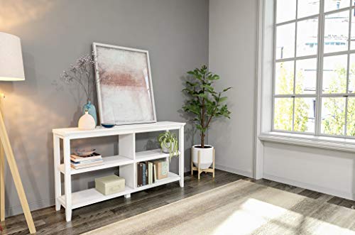 New Ridge Home Goods Edenton Two-Shelf Console Media Sofa Table with Bookshelf for Living Room, Entryway or Bedroom, White