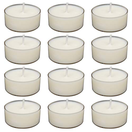 White Tealights Bulk, Small Unscented Tea Light Candles for Home Decor, Table Centerpieces, Birthday Party, Marriage Proposal - Set of 12