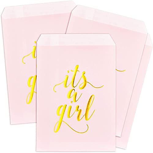 It's a Girl Baby Shower Goodie Bags (5 x 7.5 in,100 Pack)