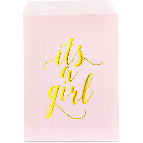 It's a Girl Baby Shower Goodie Bags (5 x 7.5 in,100 Pack)