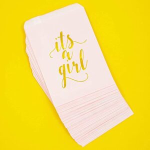 It's a Girl Baby Shower Goodie Bags (5 x 7.5 in,100 Pack)