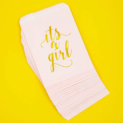 It's a Girl Baby Shower Goodie Bags (5 x 7.5 in,100 Pack)