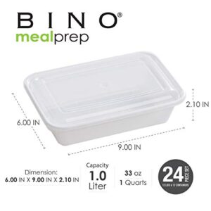 BINO | Food Containers with Cover | White 12-Piece Set, 33 oz. 1 Compartment | Meal Storage Containers| Microwave-Safe, Freezer-Safe, and Dishwasher-Safe, BPA-Free Plastic Containers with Lids