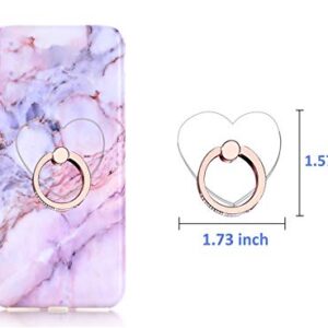lenoup Transparent Heart Cell Phone Ring Holder Kickstand,Bling Bling Sparkle Diamond Clear Heart Cell Phone Finger Ring Grip Stand(Silver/Rose Gold)