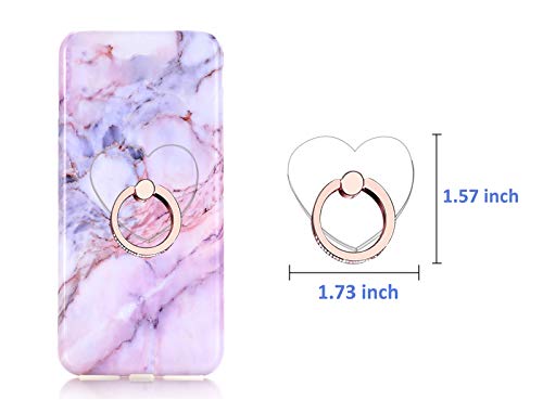 lenoup Transparent Heart Cell Phone Ring Holder Kickstand,Bling Bling Sparkle Diamond Clear Heart Cell Phone Finger Ring Grip Stand(Silver/Rose Gold)