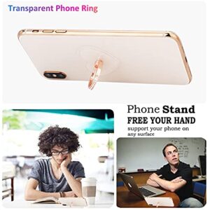 lenoup Transparent Heart Cell Phone Ring Holder Kickstand,Bling Bling Sparkle Diamond Clear Heart Cell Phone Finger Ring Grip Stand(Silver/Rose Gold)