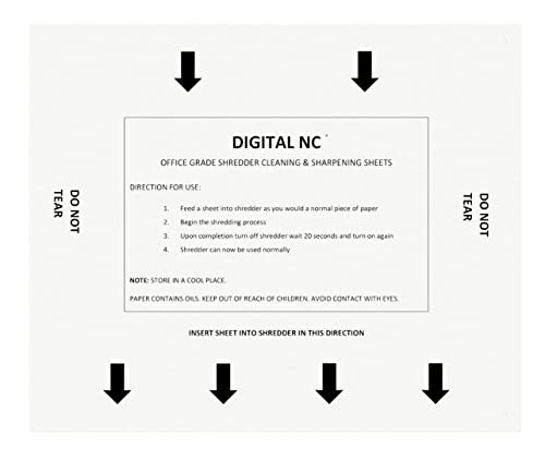 Office Grade Paper Shredder Sharpening, Cleaning & Lubricant Sheet, (5-Pack)